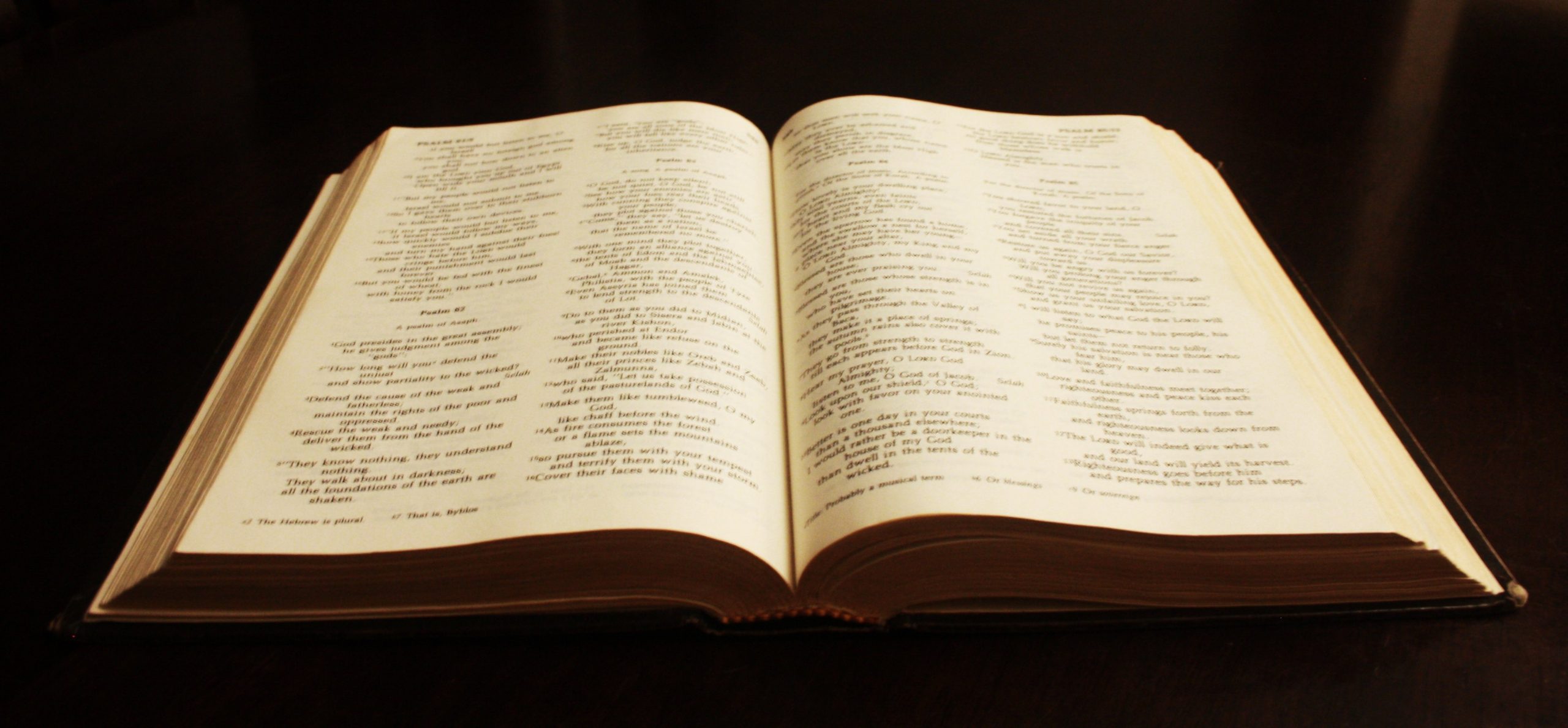 The Bible opened to Psalms.